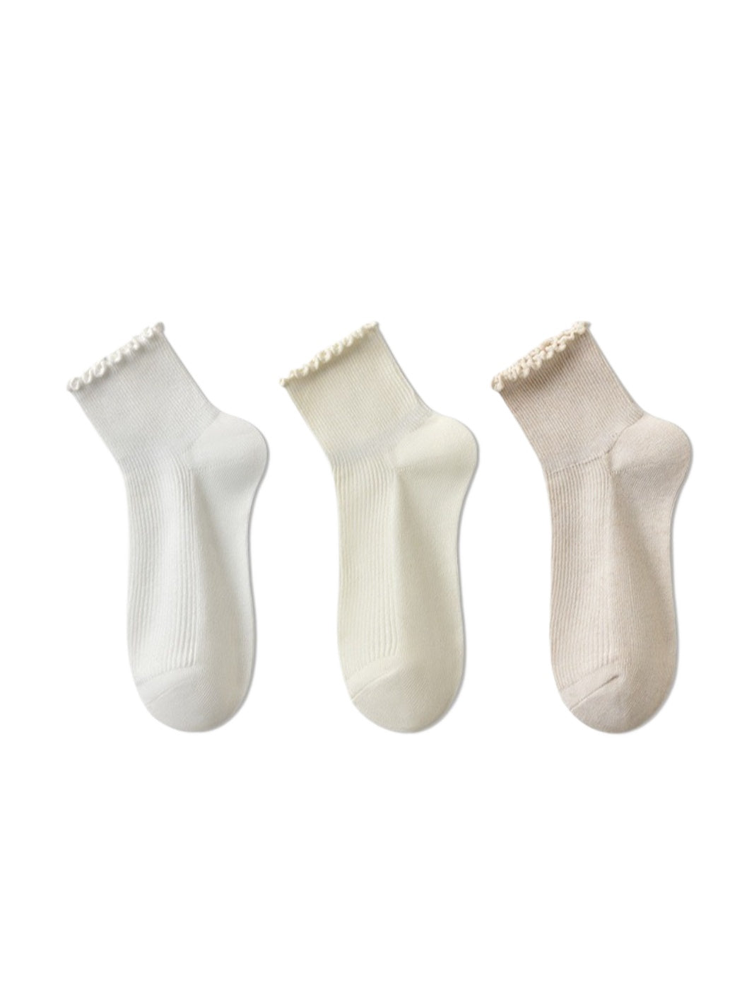 Rufia - Clean Ribbed Neutral Crew Socks