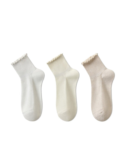 Rufia - Clean Ribbed Neutral Crew Socks