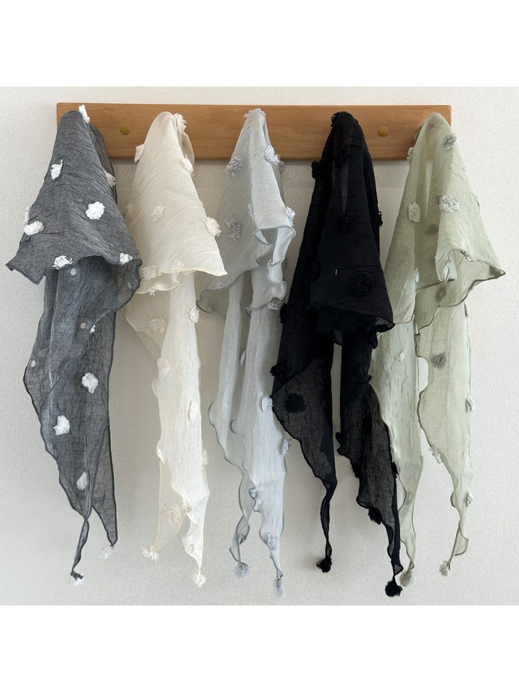 Scarvii - Pom Pom Sheer Triangle Scarf