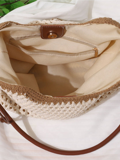 Cosbai - Beige Minimalist Woven Shoulder & Crossbody Bag