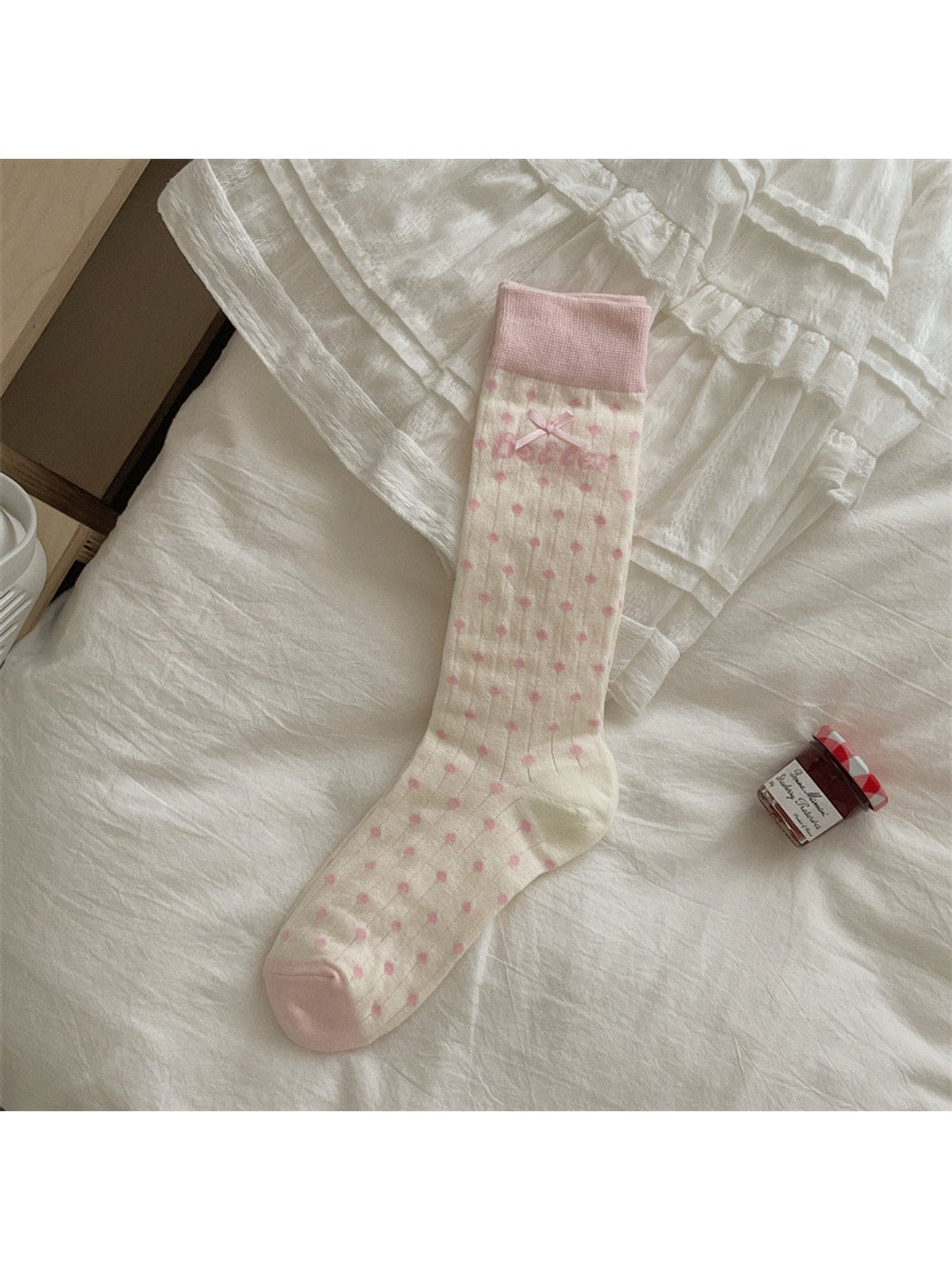 Rufia - Sweet Polka Dot Bow Mid Calf Socks