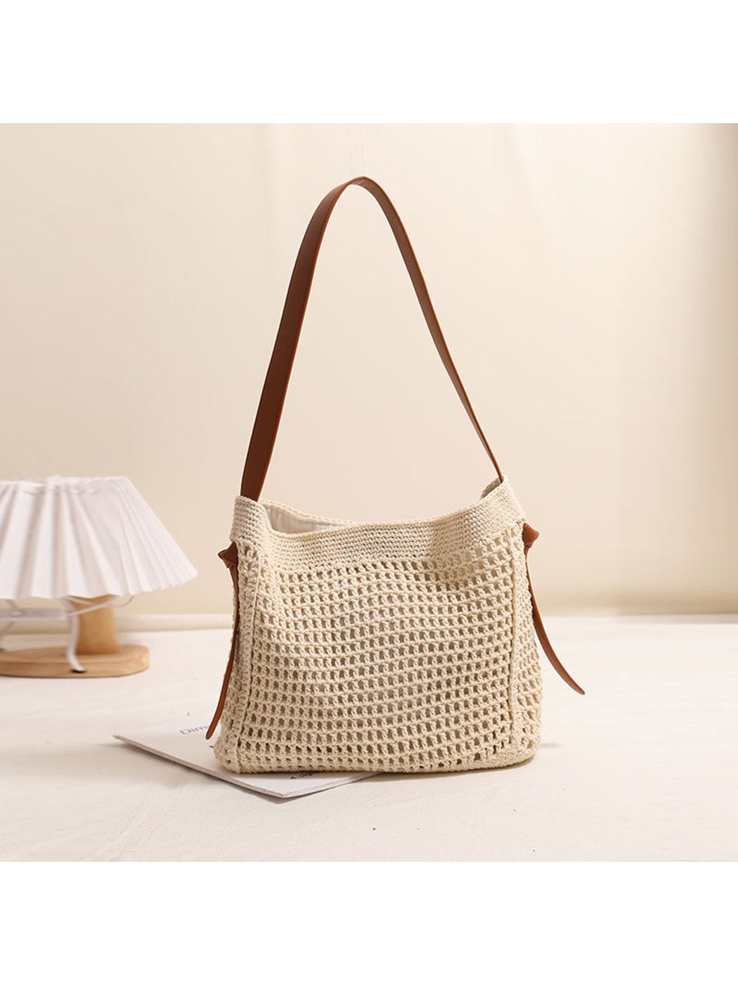 Cosbai - Woven Magnetic Closure Shoulder Bag