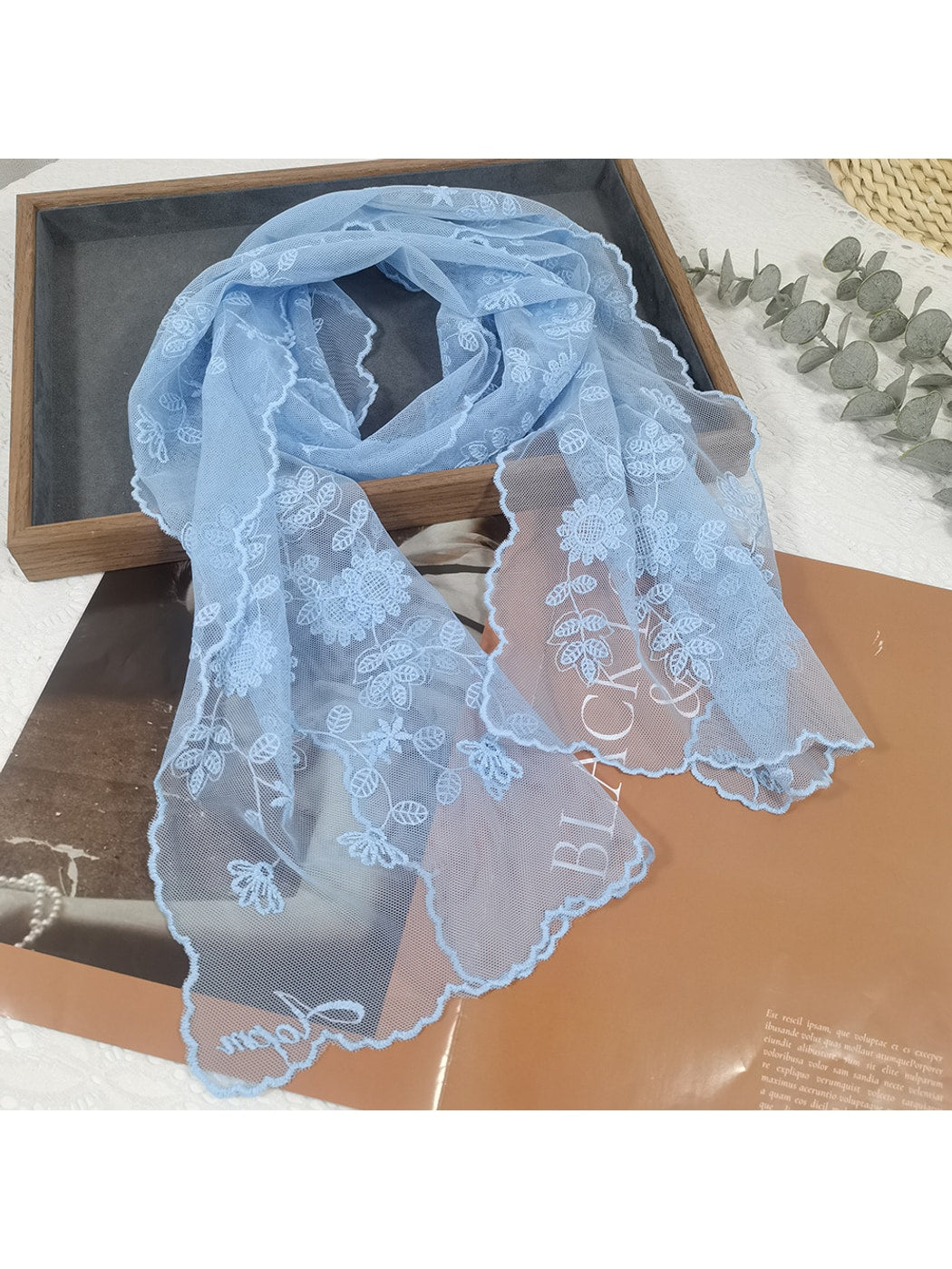 Scarvii - Sweet Sunflower Sheer Embroidered Scarf