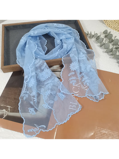 Scarvii - Sweet Sunflower Sheer Embroidered Scarf