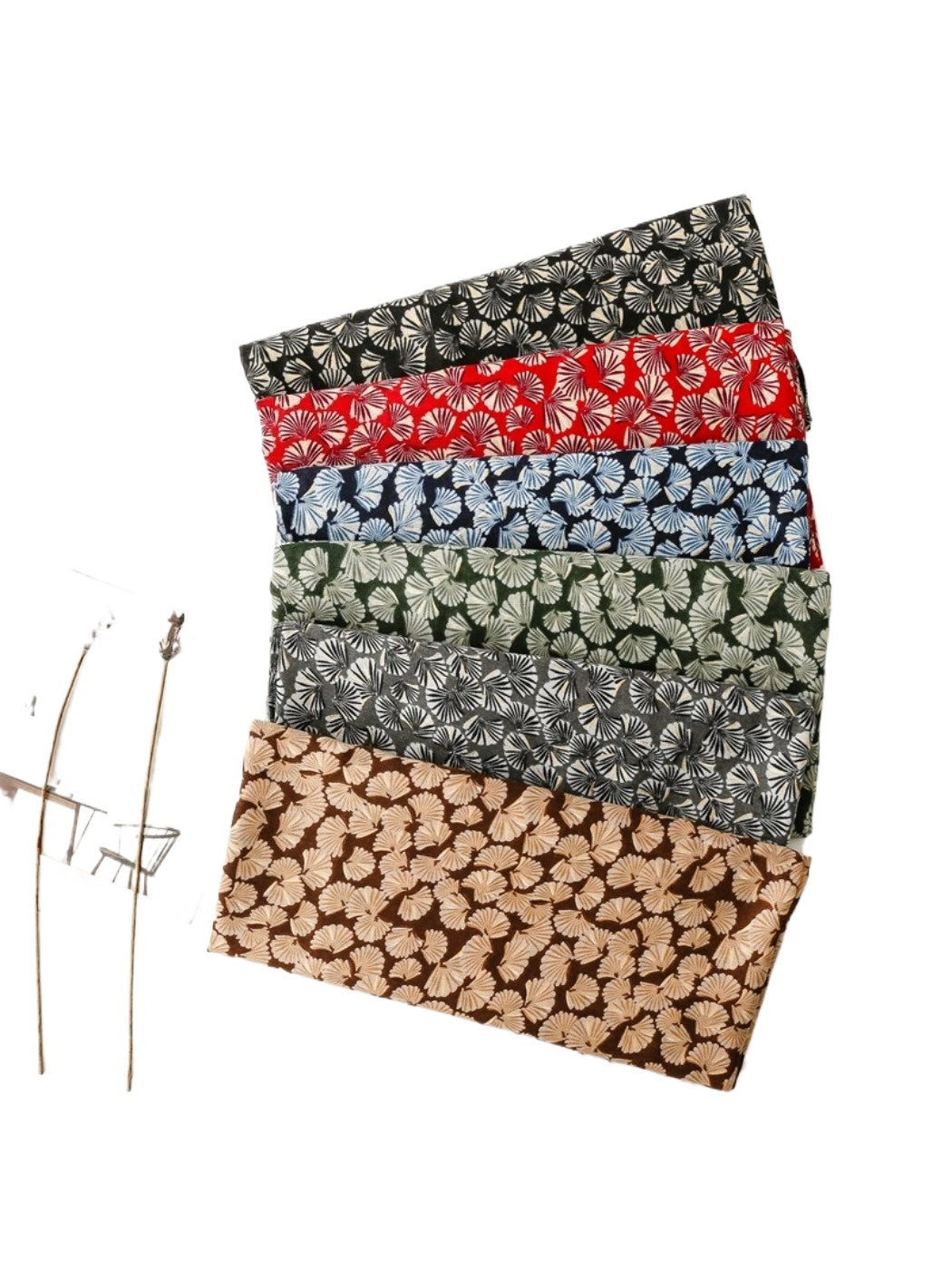 Scarvii - Lightweight Allover Leaf Print Scarf