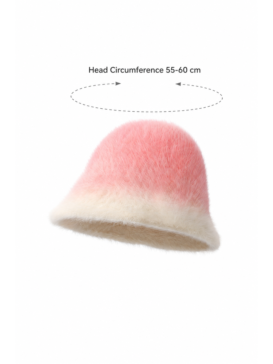 Haila - Gradient Color Warm Bucket Hat size guide with product measurements