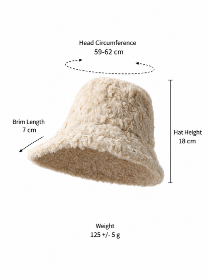 Haila - Winter Warm Plush Bucket Hat size guide with product measurements