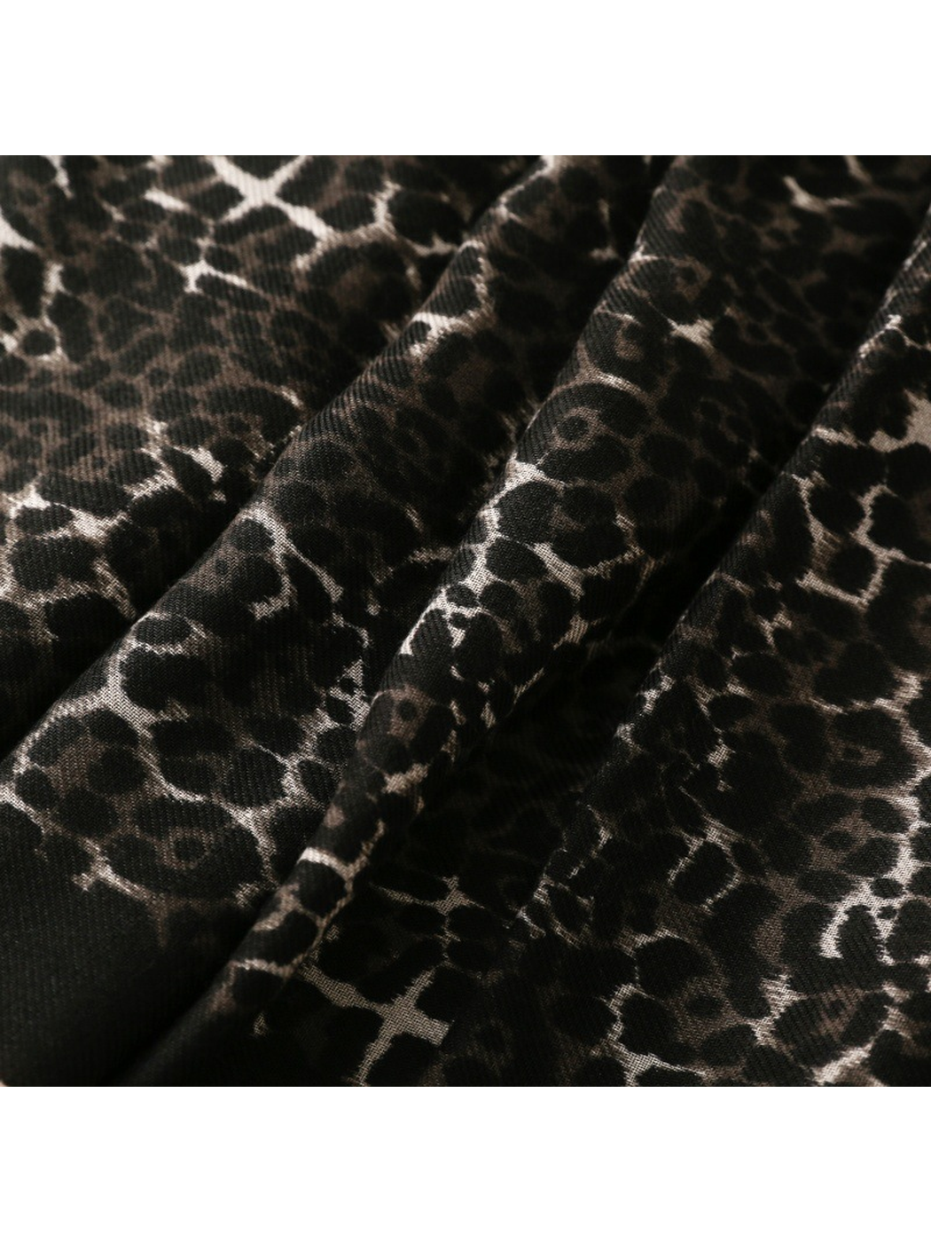 Close-up of the Black leopard print and fine surface weave