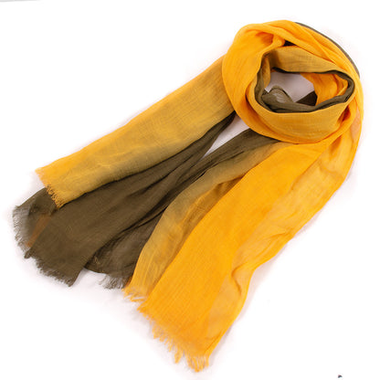 Scarvii elegant long scarf with contrast edges displayed in a loose fold