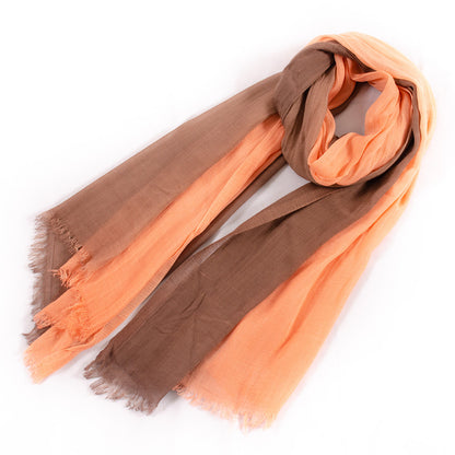 Scarvii contrast style long scarf arranged to highlight length and design