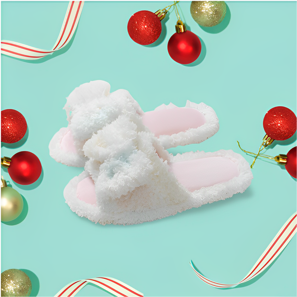 Slipeer - Cream Furry Slipper with Bowtie