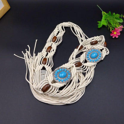 Beco Ethnic Woven Bead Chain Tassel Belt product shape