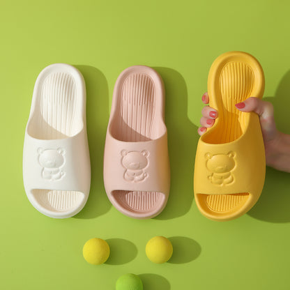 Top view of Slipeer Lucky Bear Summer Slippers showing bear face and open toe