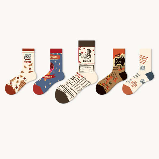 Rufia - 5 Pairs Socks Vintage Painting