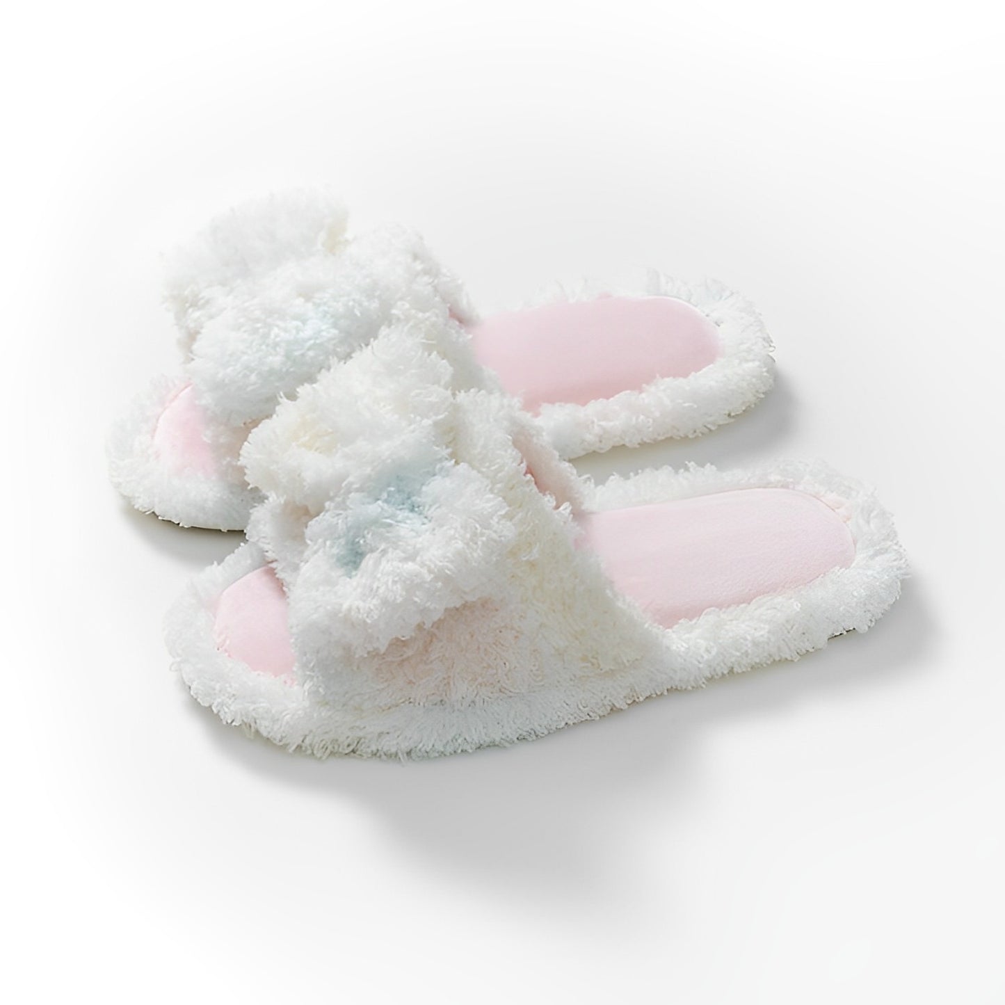 Slipeer - Cream Furry Slipper with Bowtie