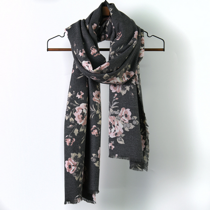 Scarvii - Rose Long Scarf for Winter - Grey, 78.7x23.6 inch - product image