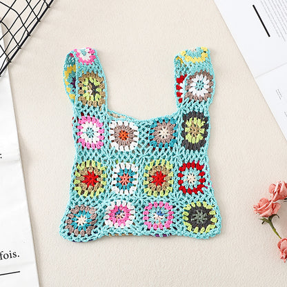 Cosbai Bohemian vintage crochet bag displayed upright with strap visible