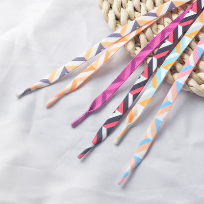 Geometric colorful shoe laces, size 63, black gold pattern