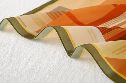 Flat lay of Annie summer scarf displaying full square shape and delicate design