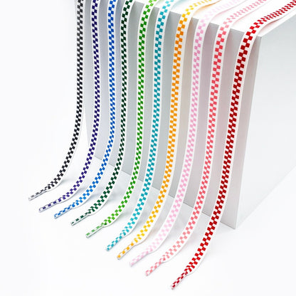3D Checkerboard Flat Shoelace - Multi Colors Available - Pink, 47 inch - product image