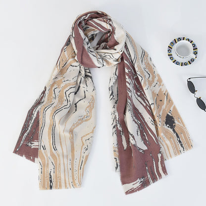 Scarvii marble long scarf folded neatly with visible marble swirl design