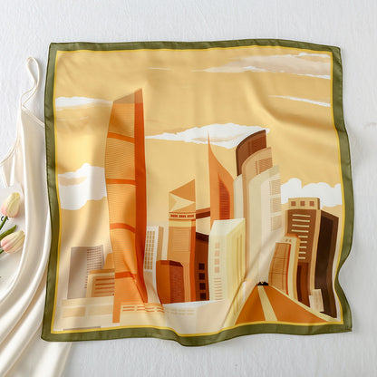 Annie summer smooth finish square scarf folded showing soft texture and pastel colors