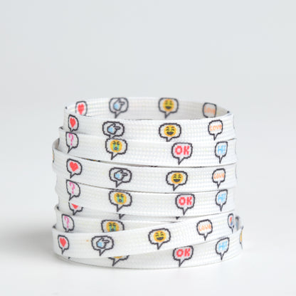 Shoeya - Heart Print Colorful Shoe Laces - 63, white bubble - product image