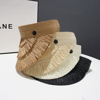 Haila summer sunscreen hat in beige with wide brim and adjustable strap