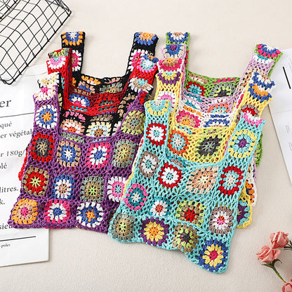 Cosbai Bohemian vintage crochet bag front view with intricate