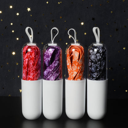 Colorful paisley patterned shoe laces, vibrant multicolor design