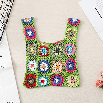 Cosbai Bohemian vintage crochet bag showing detailed crochet work on front