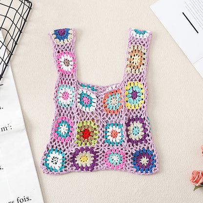 Cosbai Bohemian vintage crochet bag with strap positioned to highlight design
