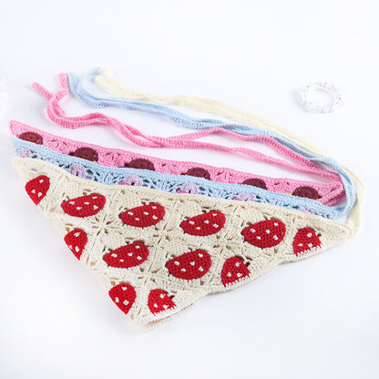 Woven vintage hairband displayed on white background showing full circular shape