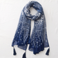 Navy Tassel Scarf 70.8"x35.4"