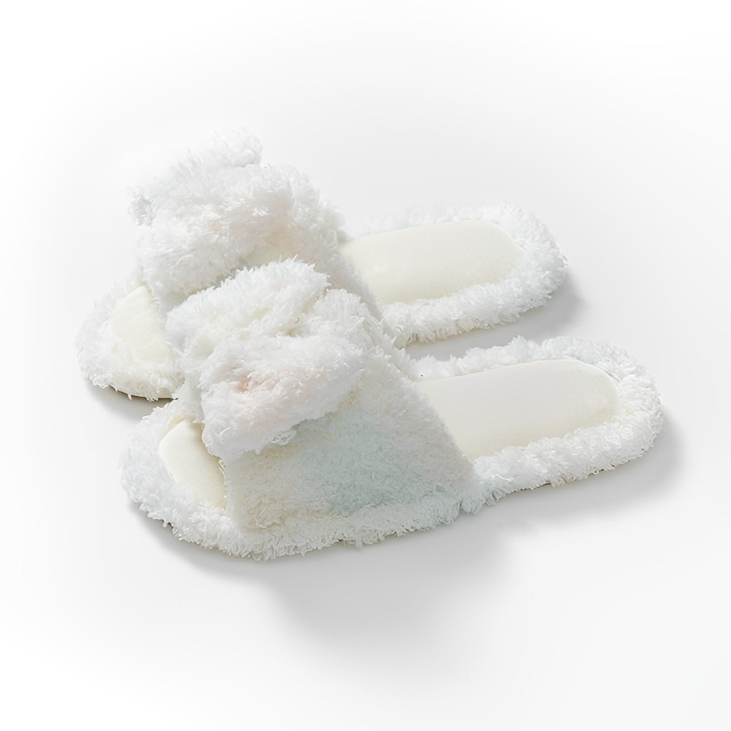 Slipeer - Cream Furry Slipper with Bowtie