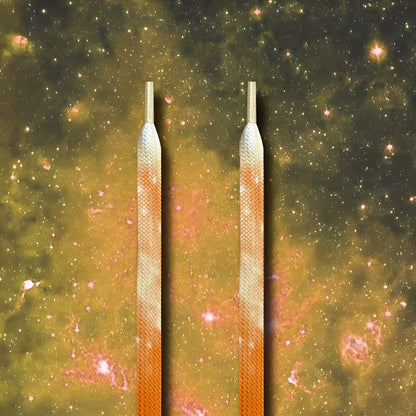 Flat shoelace featuring a detailed galaxy design with stars and nebulae